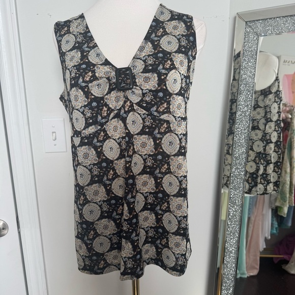 Y2K vintage digit@l Black and Cream Patterned blouse grunge fairy L - Picture 2 of 5